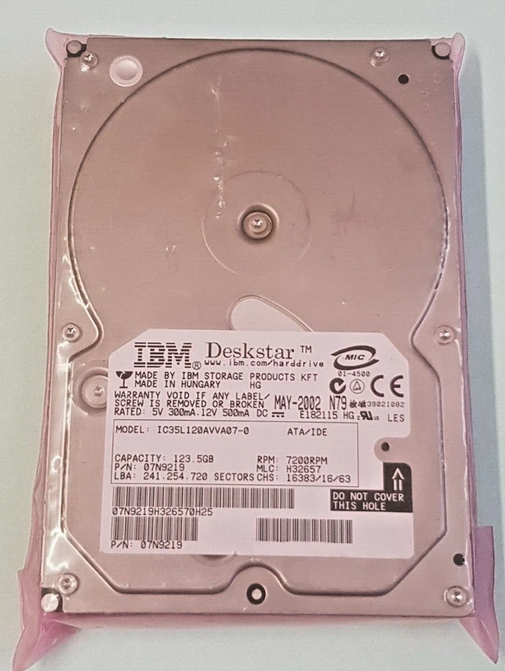123.5 GB IDE IBM Deskstar IC35L120AVVA07-0 P-ATA 7200rpm 2MB 3.5" Festplatte vvg - Bild 1 von 1