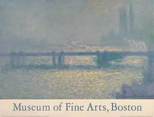 MONET Raro 1986 Póster Museo Halftone Estampado CHARING CRUCE PUENTE, MFA Boston - Imagen 1 de 1