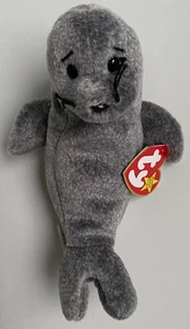 NEU 1998 TY Beanie Babys Slippery Seal neu mit Etikett *3 Fehler auf Etikett* - Bild 1 von 5