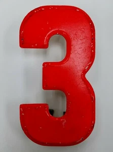7.5" Commander Board Number 3 Sign Board Metal Orange Rustic Beveled Edge Patina - Picture 1 of 4