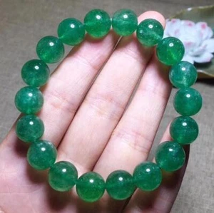 Natural Green Ice Strawberry Quartz Crystal Clear Round Beads Bracelet 7-11mm - Picture 1 of 4