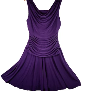 NW Connections Women's 14W Cocktail Dress Sleeveless Ruched Purple Stretch Party - Picture 1 of 18