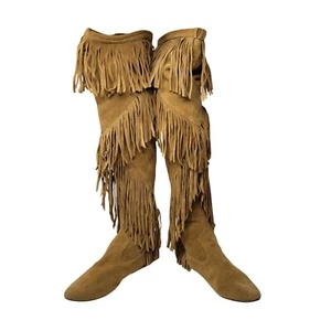 Sam Edelman Damen hellbraun Wildleder Leder Fransen Overknee Stiefel 9,5 Festival - Bild 1 von 10