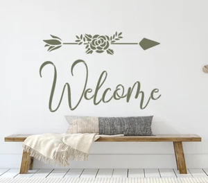 Boho STENCIL Welcome Stylish Lettering Wedding Shabby Chic Wall Furniture QU102 - Picture 1 of 11