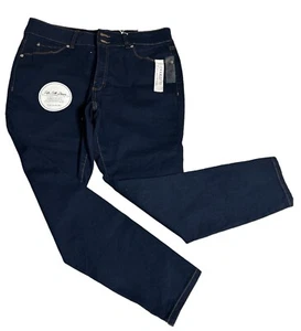 TAHARI Seta-Silk Denim Charlotte Double Button Skinny Women’s Size 16/33 Navy - Picture 1 of 16