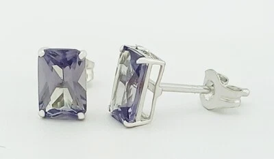 Серьги-гвоздики AAA ALEXANDRITE 1,40 карата ЧИСТОЕ белое золото 14 карат - НОВЫЕ С ЭТИКЕТКОЙ - Изображение 1 из 4