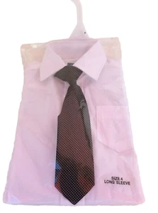 Chaps Boys Performance Stretch White Long Sleeves Dress Shirt & Necktie New Sz 4 - Picture 1 of 4