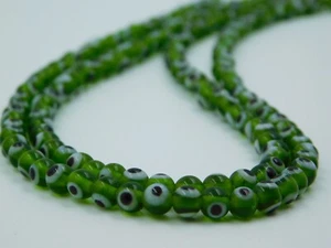 Peridot Green Smooth Evil Eye Polished Round Loose Beads Strand 5 mm 13" Inches - Picture 1 of 7