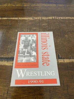 Tarjeta de calendario de bolsillo de lucha libre de la Universidad Estatal de Illinois 1990-91  Foto 1 de 2