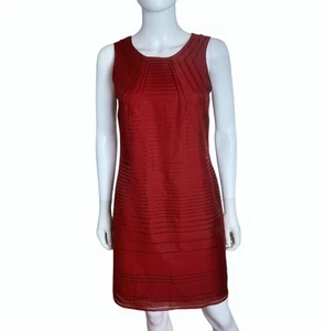 MAX STUDIO M.S.S.P. Denise Cotton/Poly Burnout Sleeveless Shift Dress Ruby Sz 2 - Picture 1 of 9