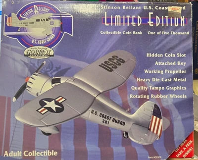 Stinson Reliant Limited Edition U.S. Coast Guard Coin Bank NIB - Image 1 of 3