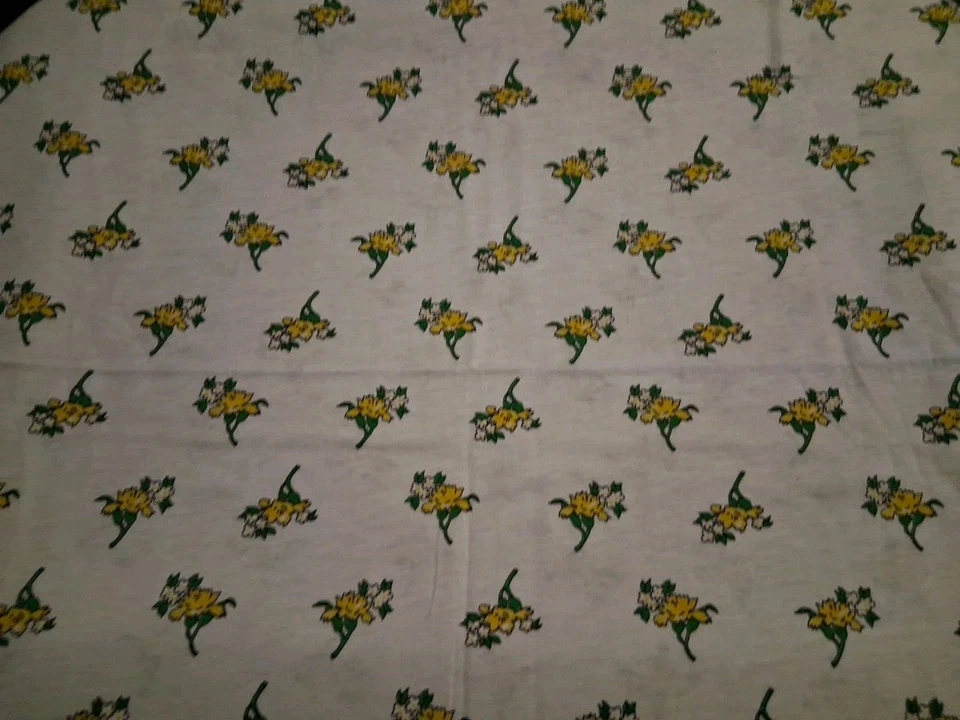Yellow Green Floral White 2 Way Stretch Knit Fabric 56" X 34" - Image 1 of 4