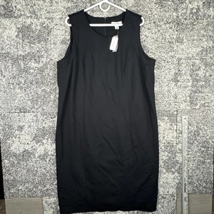 CJ Banks Black Shift Dress Womens 20W Sleeveless Ponte Knit Career Comfort NEW - Picture 1 of 9