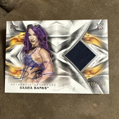 2019 Topps WWE Undisputed Autograph Relics Patch Sasha Banks Auto MERCEDES /120 - Image 1 of 2