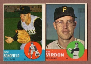 1963 Topps Lote (2) Piratas #34 Dick Schofield #55 Bill Virdon (en muy buen estado+/excelente) - Imagen 1 de 2