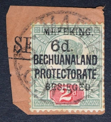MAFEKING SG13 1900 6d sobre 2d Bechuanalandia, verde y carmín, en muy buen estado Usado, Cat £140 Foto 1 de 2