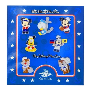 Disney Pin Cruise Line Set 7 Pin Set Mickey Minnie Goofy Pluto ¡RARO! - Imagen 1 de 9