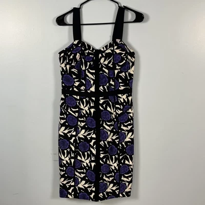 Vestido Rebecca Minkoff 100% Seda Clarissa Midi Talla 6 Negro y Púrpura Estampado Floral Foto 1 de 4