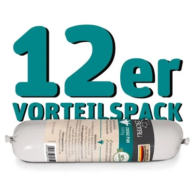 Natürliche Hundewurst Ziege pur – glutenfrei, schnittfest– 12x 600g Fleischwurst - Bild 1 von 4