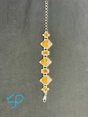 NUEVO SIN ETIQUETAS Sajen 925 plata esterlina tallada cara pulsera ojo de tigre citrino Foto 1 de 4