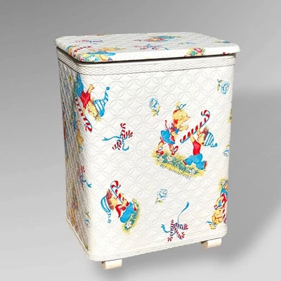 Redmon Pep-R-Mint Peppermint Kids Hamper Quilted Vinyl 1960s 1970s Peru Indiana - Image 1 of 4