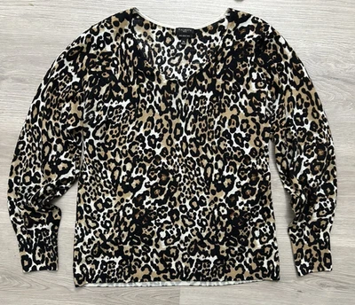 Talbots чисто мериносовой шерсти леопард печать пуловер свитер размер средний маленький мягкий - Изображение 1 из 4
