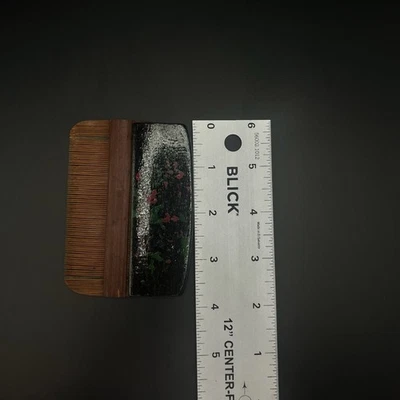 Pente de cabelo clássico vintage preto marrom tingido madeira bambu dente super denso - Imagem 1 de 4