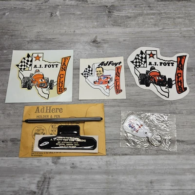 AJ Foyt Fan Club Collector Lot (5) Sticker Decal Patch Keychain Pen Rare - Image 1 of 4