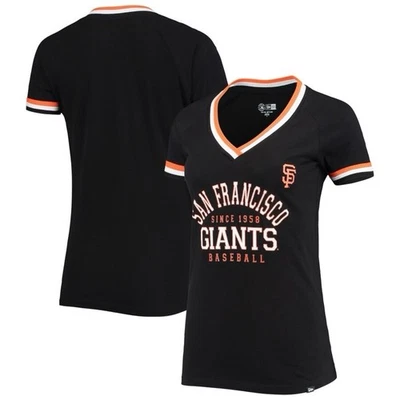 NEW ERA MLB San Francisco Giants Black Team Raglan V-Neck T-Shirt BLACK XXL - Image 1 of 4
