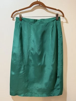 Falda De Colección Kelly Verde Seda Lápiz Midi Forrada Clásica Hollywood Femenina Talla 46 Foto 1 de 4