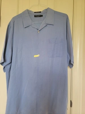 Men's Daniel Cremieux Short Sleeve Camp Shirt Silk/Linen XL Medium Blue - Image 1 of 3