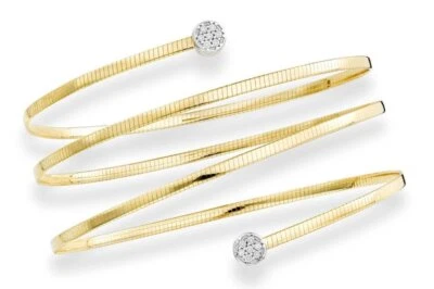 Brazalete brazalete envolvente Omega de diamantes naturales de 0,14 quilates de oro amarillo de 14 k 2,5 mm Foto 1 de 3