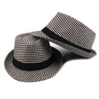 Casquette chapeau homme-femme Houndstooth Trilby Fedora court bord Panama jazz mode rétro