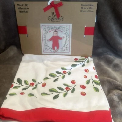 Cobertor Baby Essentials My 1st Christmas Photo Op Milestone 30" azevinho vermelho - Imagem 1 de 4