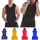 Mens Sleeveless Bodybuild Vest Casual Gym Fitness Hooded Tank Top Muscle TShirt`