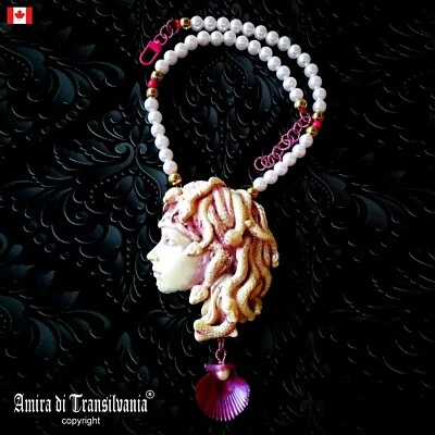 Medusa Jewelry Pendant Snake Goddess Greek Mythology Jewel Minoan Serpent Shell - Image 1 of 4