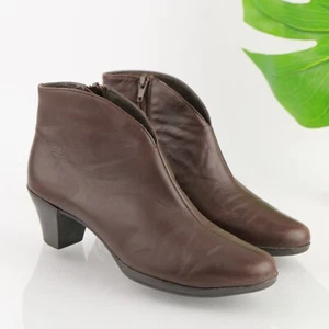 Munro Women's Robyn Boot Size 7 Low Heel Brown Leather Ankle Bootie Comfy - Picture 1 of 11