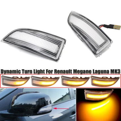 Luz intermitente LED dinámica transparente para Renault Scenic 2009 2010 2011 2012-2015 Foto 1 de 4