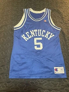Vtg 90s Champion Kentucky Wildcats #5 Jersey Mens sz 40 Signed Autographed READ - Picture 1 of 11