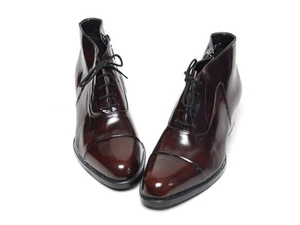Herren Kappe Zehe Echt Braun Leder Hoch 1,8" Absatz Stiefeletten Leisten US 6,5 - Bild 1 von 3