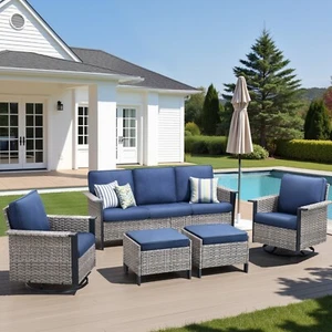 5PC Rattan Wicker Sofa Set Outdoor Patio Garden Sectional Furniture Cushioned - Picture 1 of 10