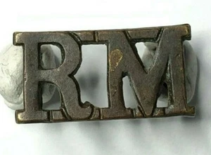 WW2 Royal Marines RM Shoulder Title Brass genuine - Picture 1 of 3