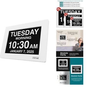 2025 Large Digital Dementia Clock for Seniors with Custom Alarms & Date Display - Picture 1 of 9