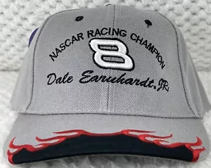 New with tags Dale Earnhardt Jr 8 Nascar Racing Champion Gray Hat/Red Flames - Picture 1 of 5