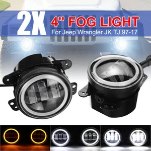 2pcs 4'' 80W Front Bull Bar LED Fog Lights Driving Lamps for Jeep Wrangler JK - Picture 1 of 22