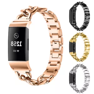For Fitbit Charge 3 4 Stainless Steel Watch Strap Link Band Bracelet Replacement - Picture 1 of 39