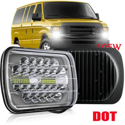 Faro LED 5x7" 7x6 haz alto/bajo DRL para Ford E-100 E-150 E-250 E-350 Econoline Foto 1 de 4