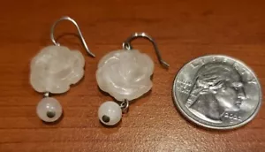 Pendientes de plata de ley, hermoso cuarzo rosa artesanal, hechos a mano - Imagen 1 de 2