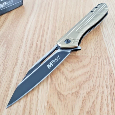 Cuchillo Plegable Asistido MTech 3.5" Hoja de Acero Inoxidable Mango de Aluminio Tostado Foto 1 de 4