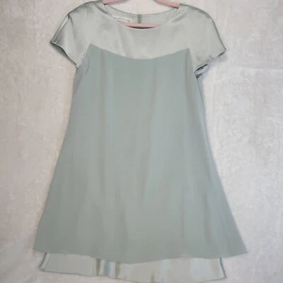 Vestido Jones New York Para Mujer Mediano Verde Satinado Yugo y Manga Gorra Hasta la Rodilla Vestido Foto 1 de 4